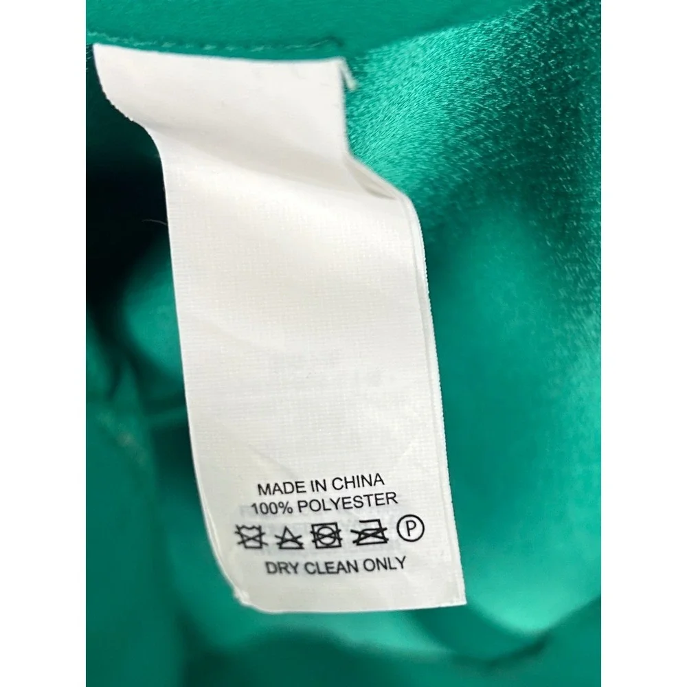 Kate Spade Emerald Green Ruffle‎ Shift Dress Size 14 Satin Crepe Flutter Sleeve
